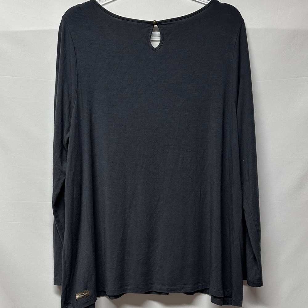 Matilda Jane Women's Plus XXL Gray Scoop Neck Long Sleeve Tunic - Picture 3 of 4
